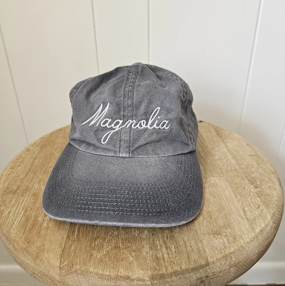 Gray Magnolia Embroidered Baseball Cap